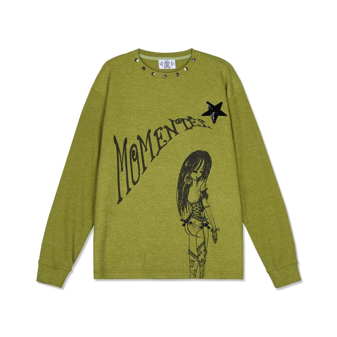 Studded MOMENTEL Girl Knit Olive