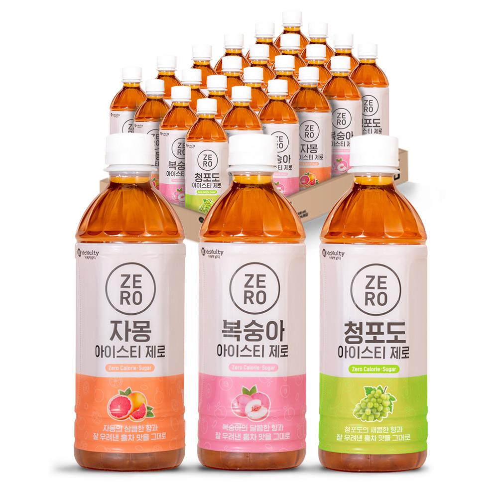 맥널티 제로칼로리 복숭아/자몽/청포도 아이스티 500ml 24입