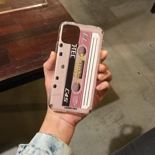 빈티지 핑크 카세트 투명 젤하드 이니셜 케이스📼