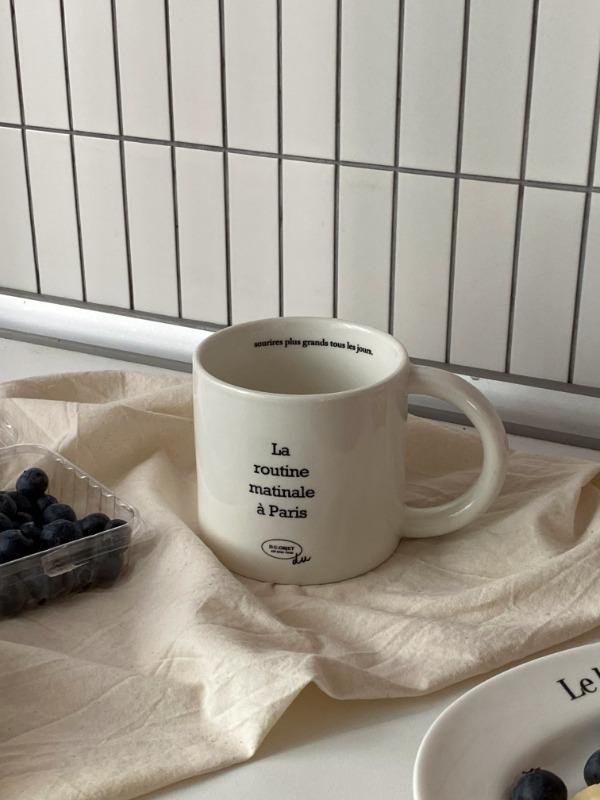 French lettering big mug (La routine matinale à paris) 480ml