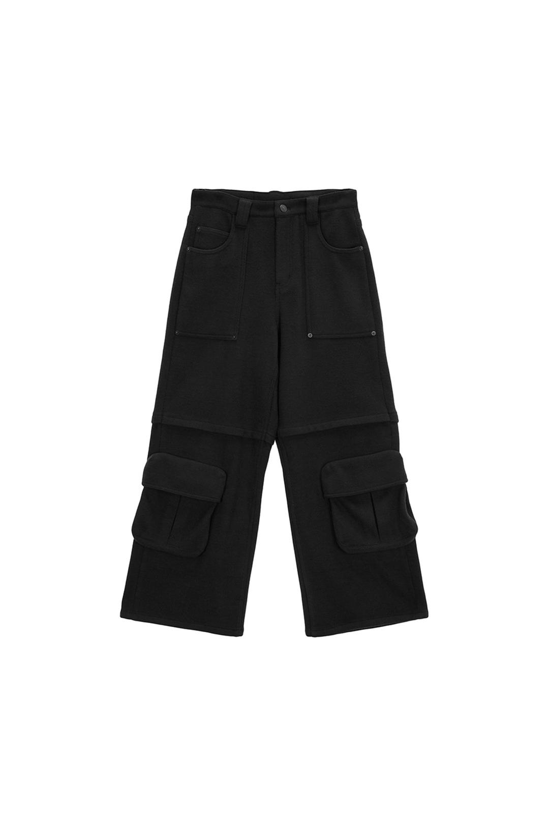 VOLUME POCKET WIDE PANTS IN BLACK