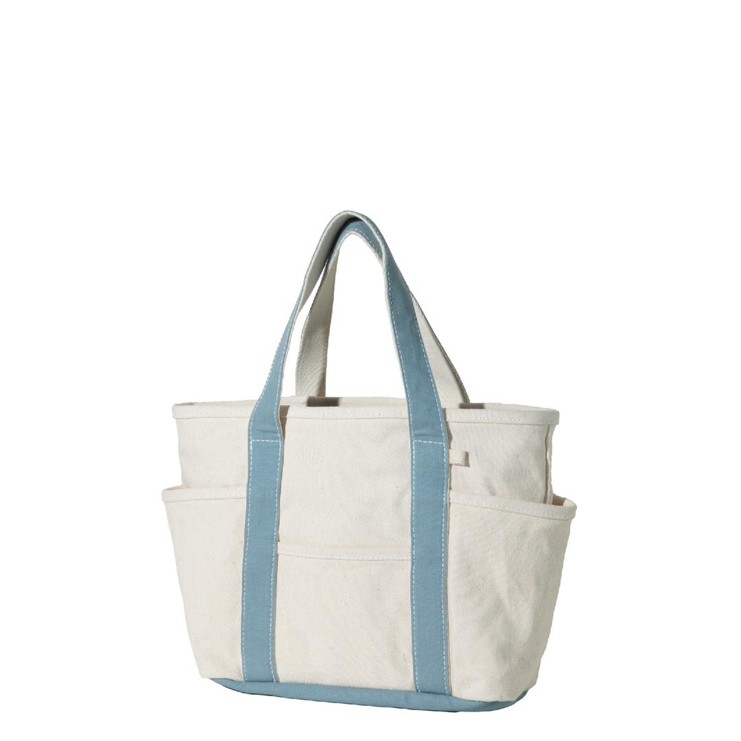 Small Cafe Tote Canvas / Ecru-Skyblue