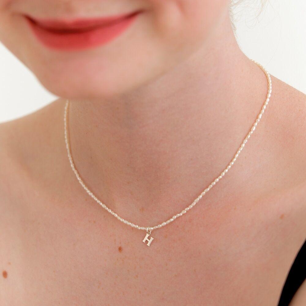 petit initial pearl necklace (Silver 925)