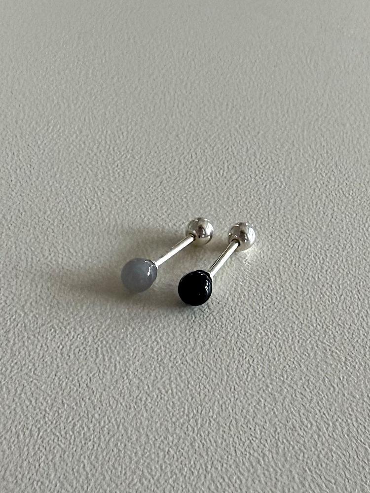 [실버925] 그레이 앤 블랙 3mm 볼 피어싱 (2color)