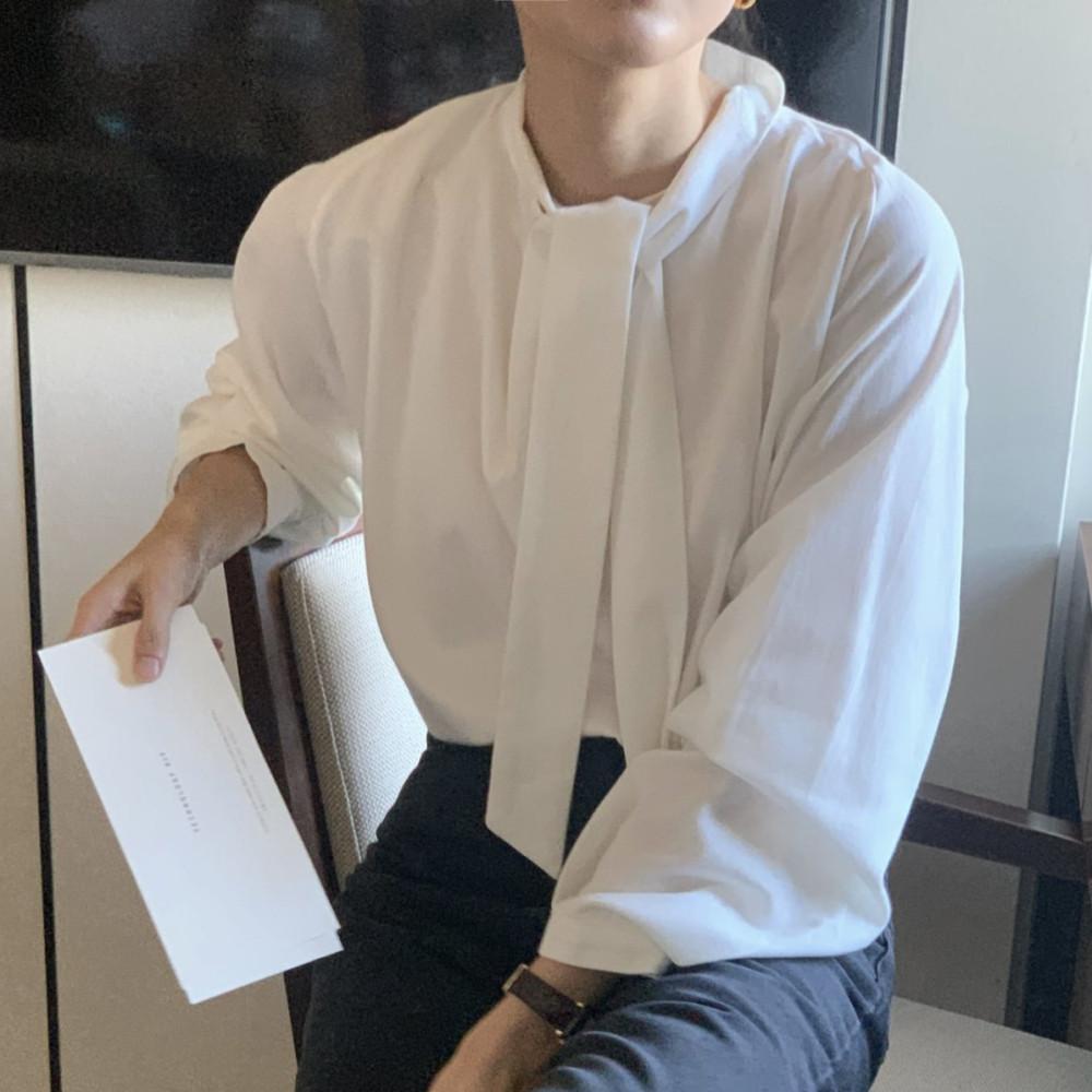 디스이즈 기모블라우스 타이 스카프 블라우스 (2c)