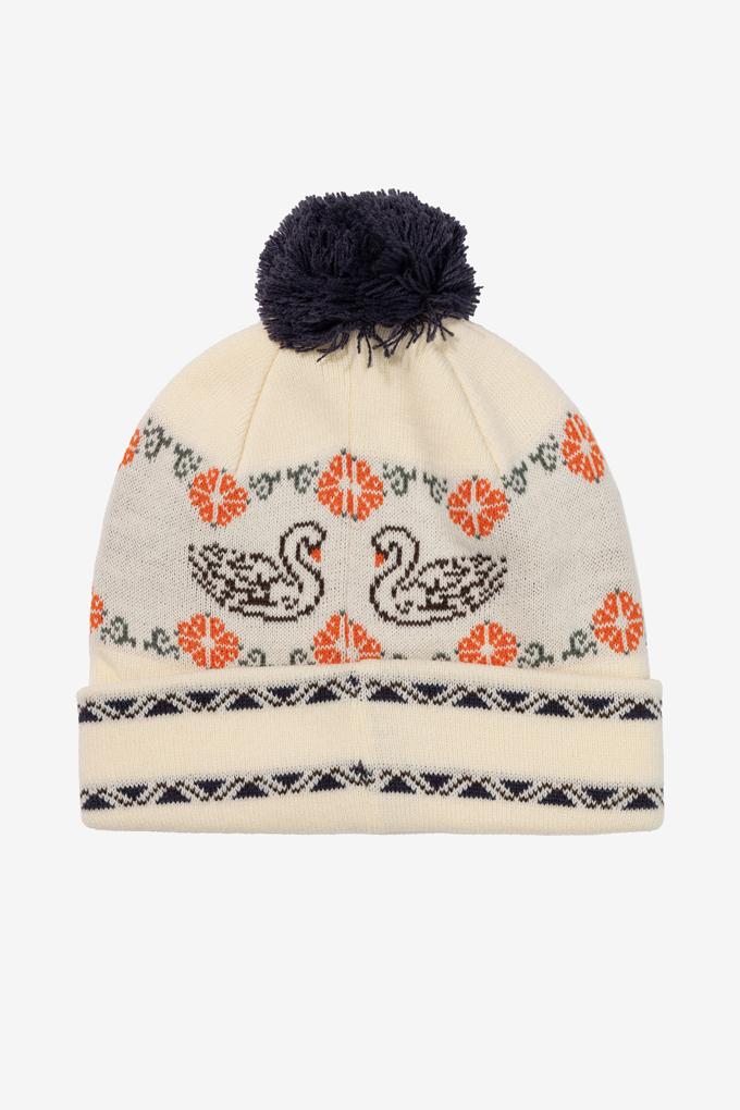 INTARSIA SWAN BEANIE