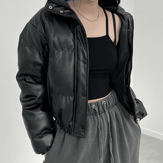 크롭 매트 레더 패딩 점퍼 - 주문폭주, 입금순 순차발송!!