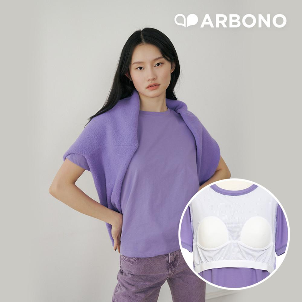 아르보노 여성 캡내장 반팔 브라탑 노브라티셔츠