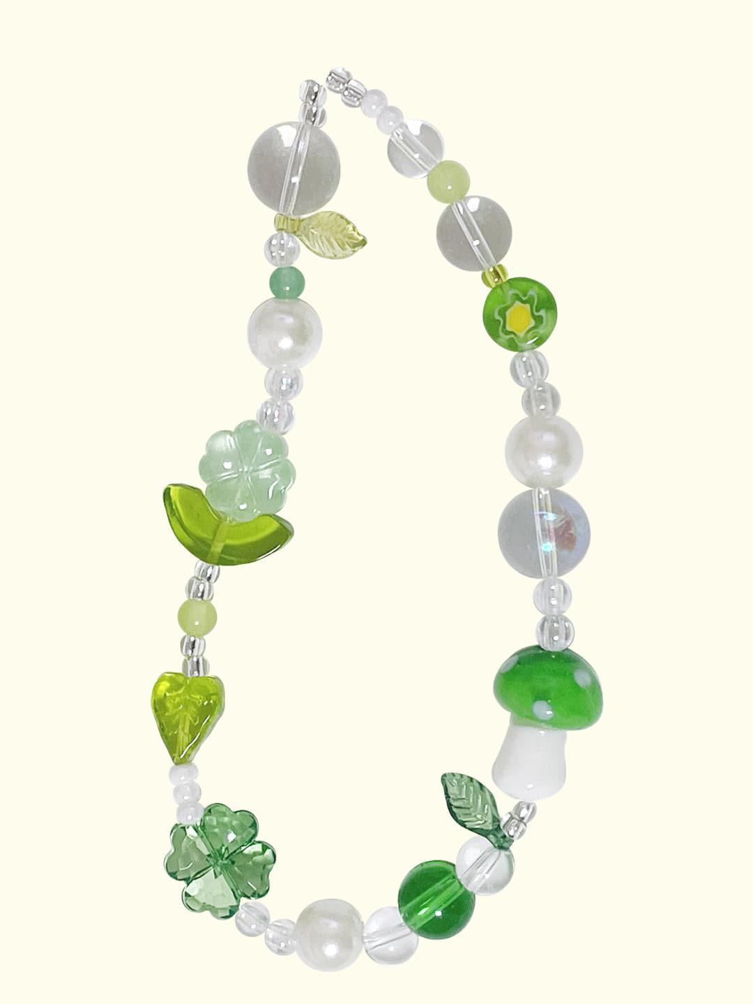 green mushroom strap keyring