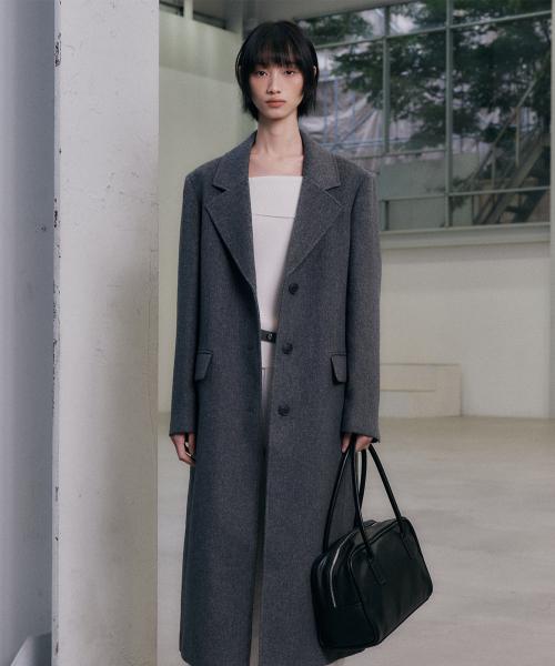 울 블렌디드 싱글 롱 코트_MIWJHFV0PB