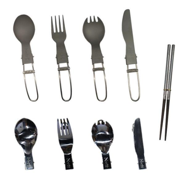 백패킹 접이식 스포크 수저 젓가락 스텐 티탄 티타늄 포크 나이프 폴딩 백패킹용 세트 구성 가능 알루프