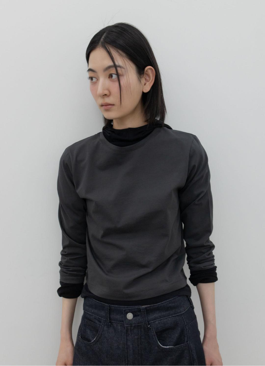 25FW 8 SINGLE STITCH TOP / DARK GREY