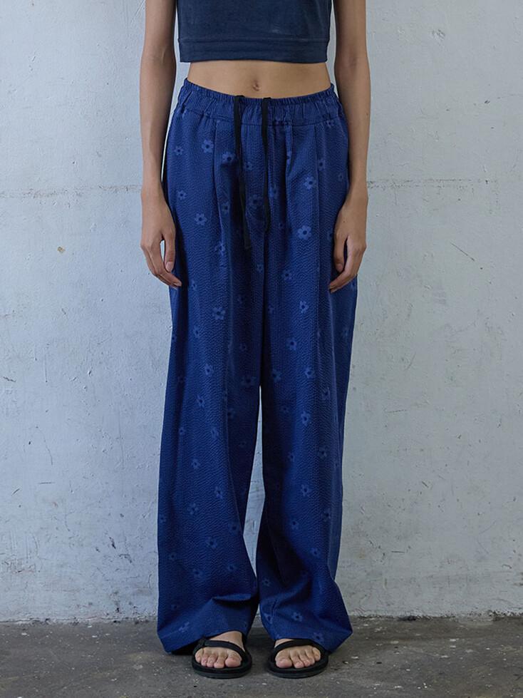 Daisy Sucker Banding Pants_Navy