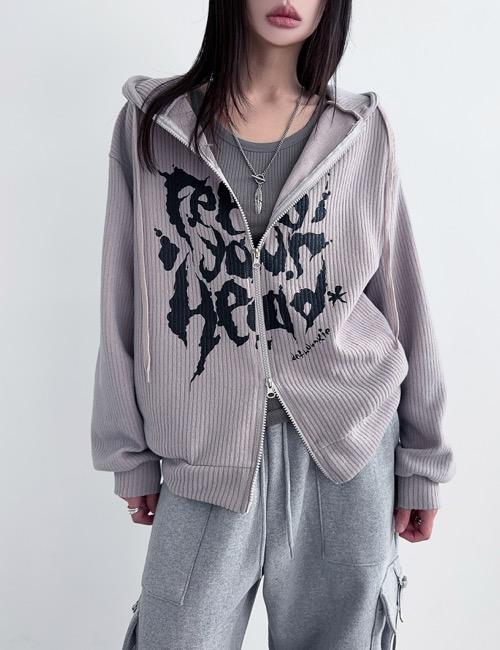 golgi printing napping hood zip-up