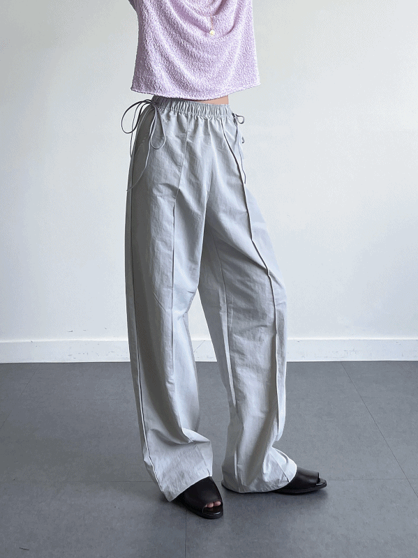 리벳 나일론 롱 스트링 조거 투웨이 밴딩 팬츠