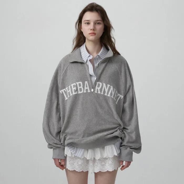 Terry Logo Half-Zip Pullover_Grey
