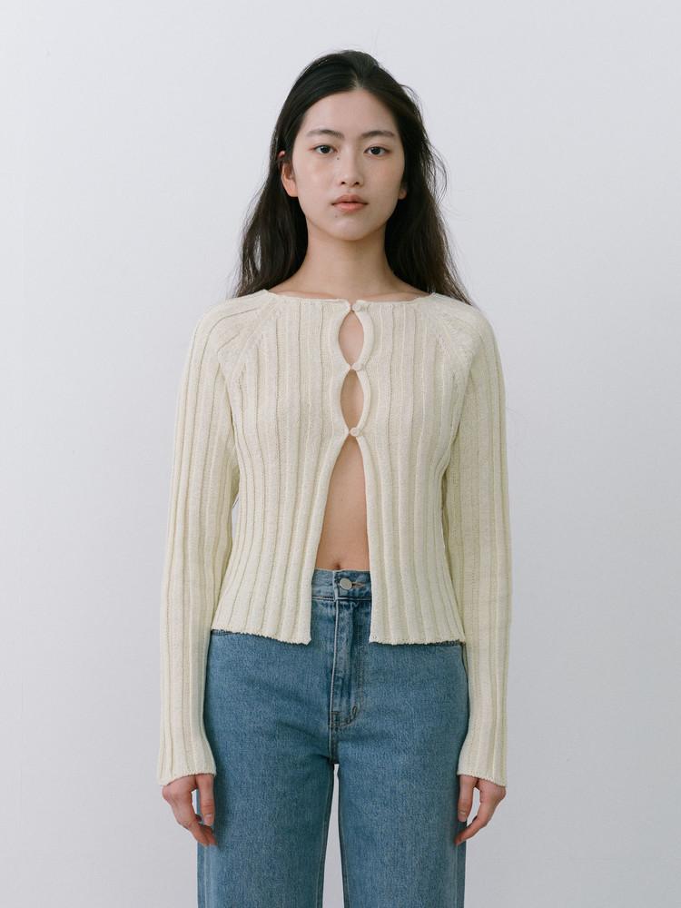 HANJI RIBBED CARDIGAN - BUTTER