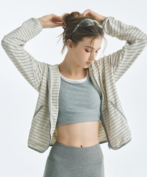 스트라이프 플리스 후드집업_MIWJMG116C