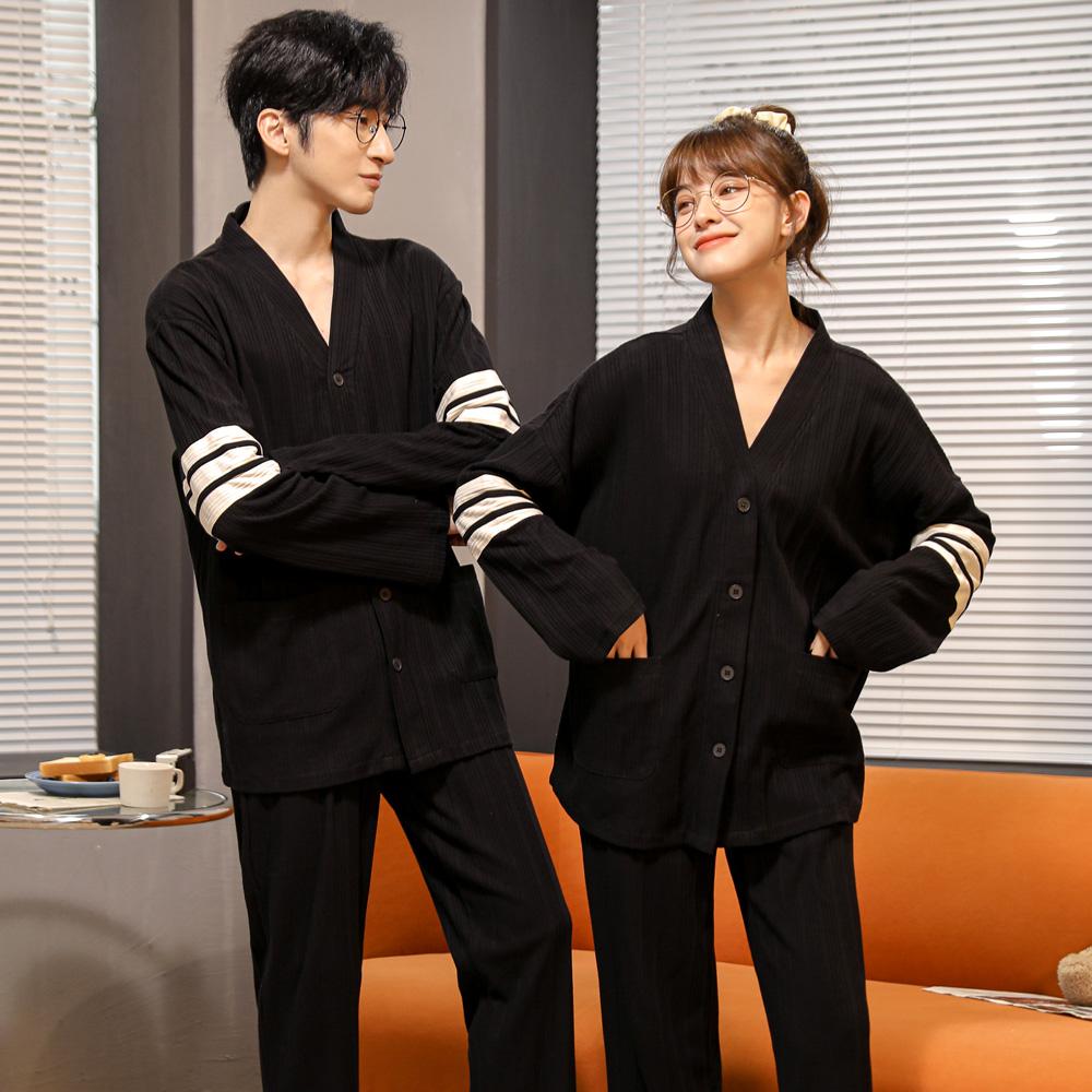 로리돌스 면 커플잠옷. 브이넥 삼선 홈웨어 파자마세트 QM6329 QM6330