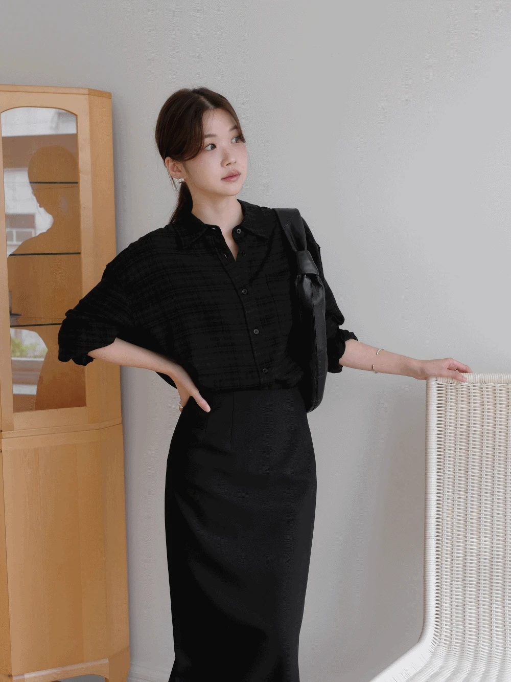 바넷 스트라이프 체크 오버핏 셔츠_ Varnet shirt