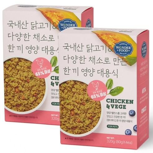 원더푸드 전연령용 한 끼 영양 대용식 닭고기, 닭, 320g, 2개