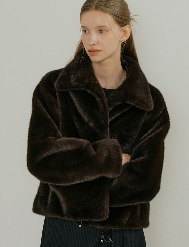 comos 1552 string fur jacket (deep brown)