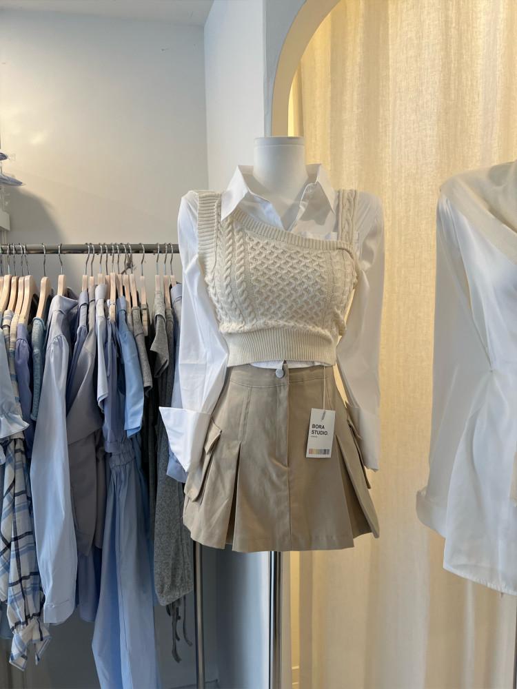 언발 크롭니트조끼