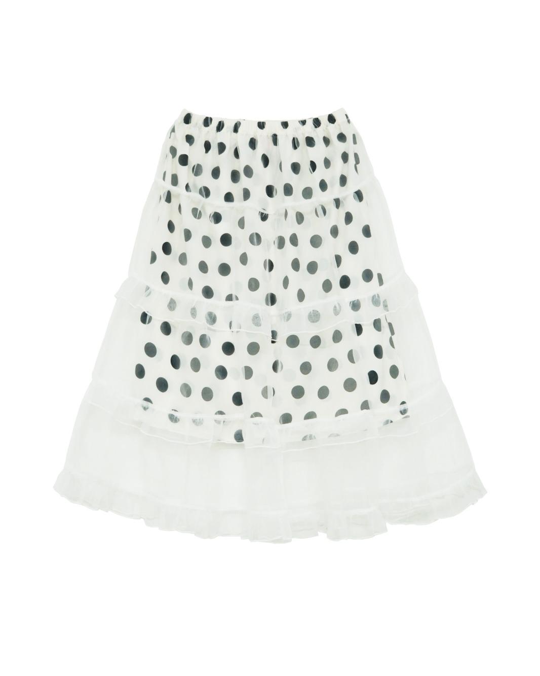 Sheer Dot Long Skirt (White)