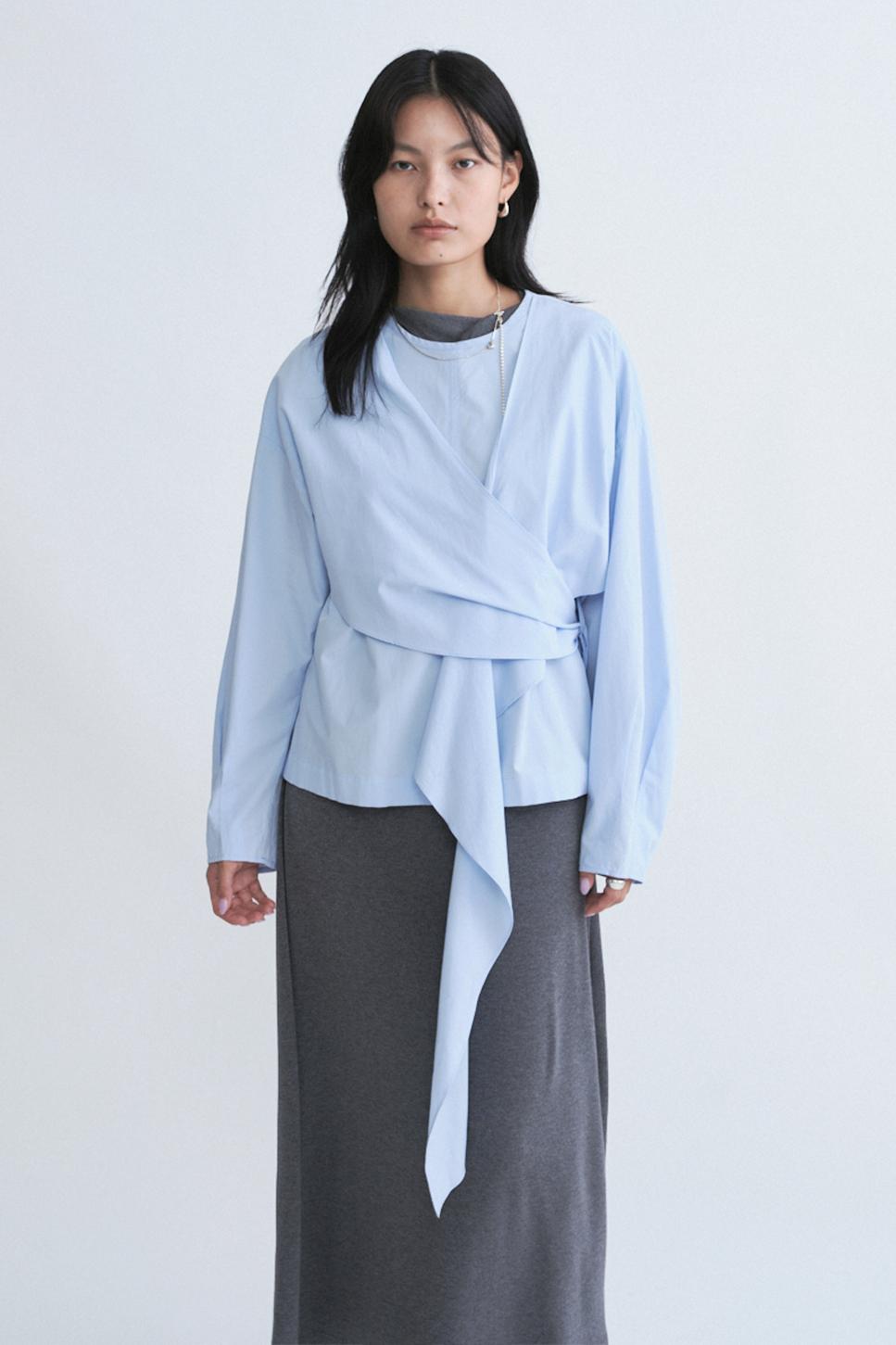 DRAPED BLOUSE (BLUE)