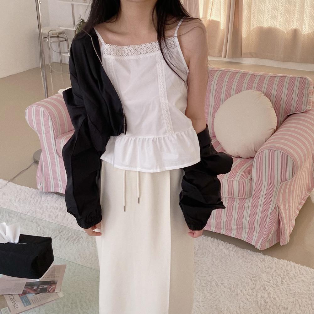 여성 스퀘어 빈티지 레이스 뷔스티에 탑 나시