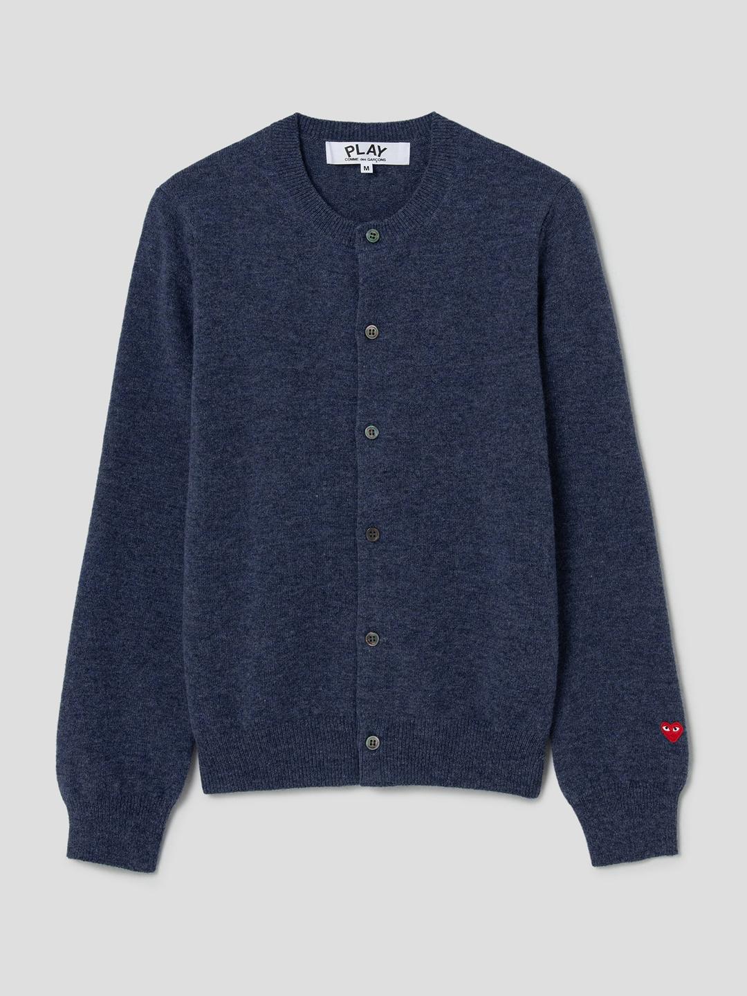 🍂10%적립🍂 (Women) Pastel Small Red Heart Wappen Cardigan - Navy