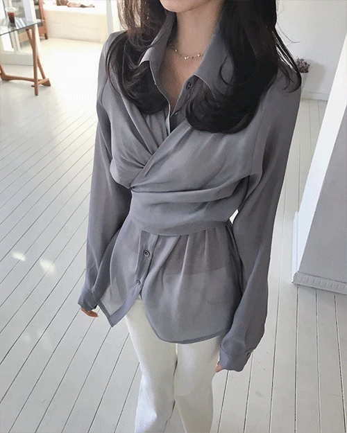 [ 허리 꽉 ! 하객룩  ] 실링 새틴 on 랩 버튼 BL