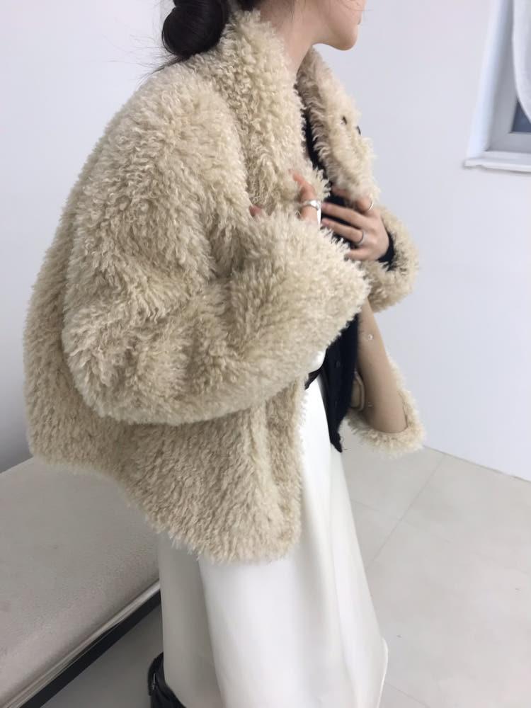 (당일 발송)모리 퍼자켓 뽀글이자켓 하이넥 버튼 퍼코트