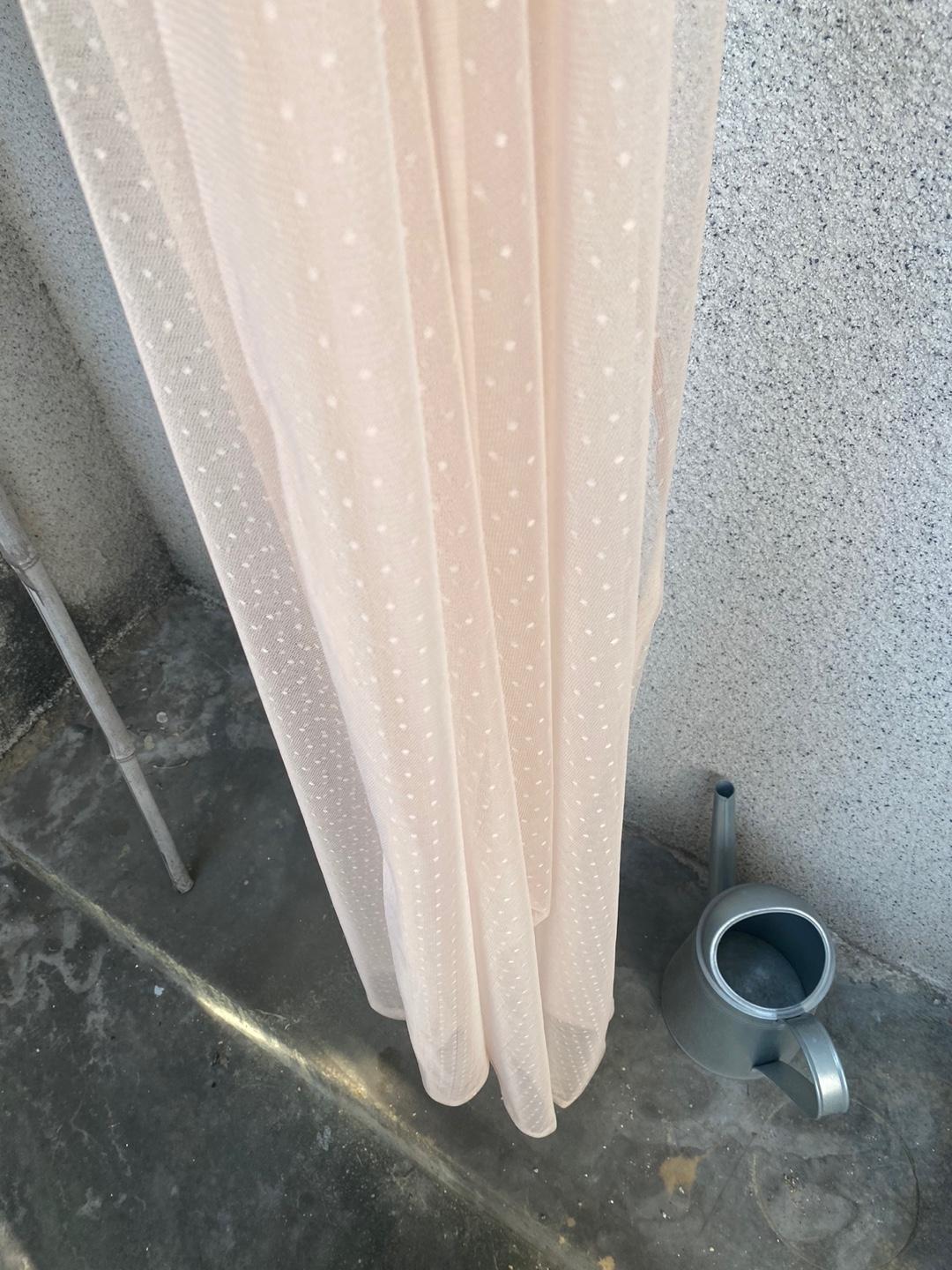 단종- 살구 도트 망사 커튼