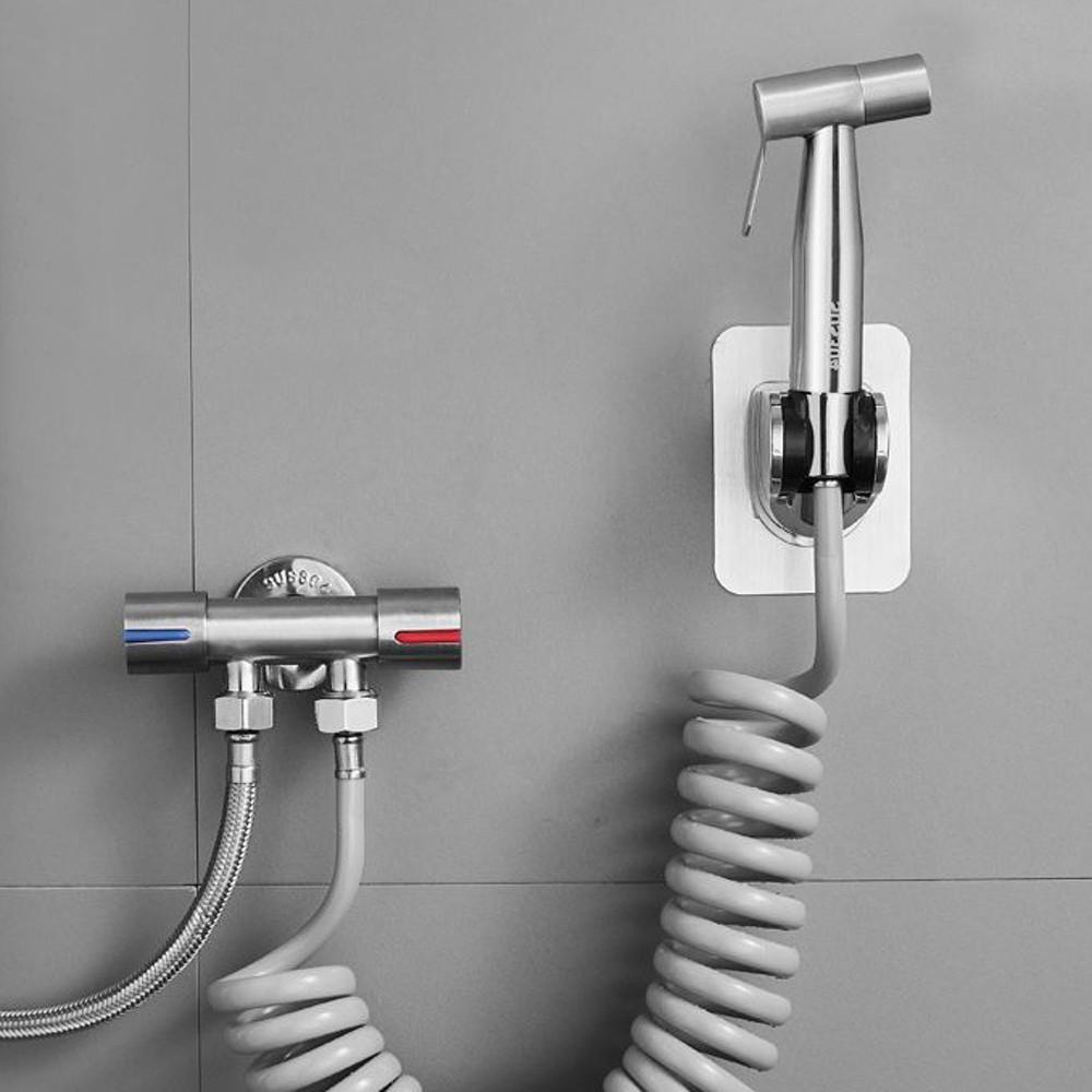 [304스텐] 욕실스프레이건 욕실 화장실 변기 청소건 스프링호스 세트 실버