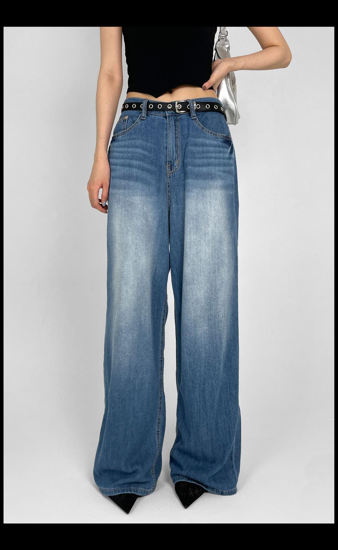 마누 홀랑홀랑 여름 와이드 데님 팬츠 - S,M