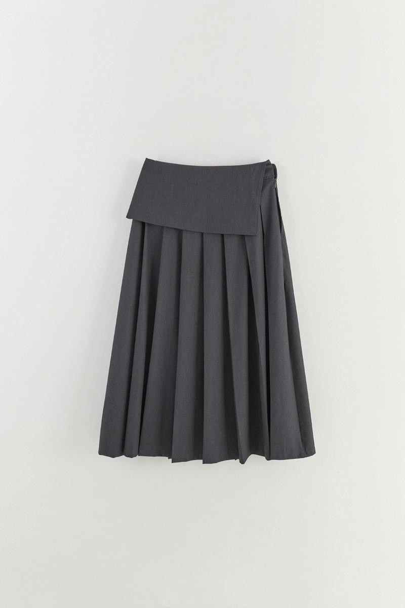 The Raust - 드레이프 플리츠 스커트 GRAY