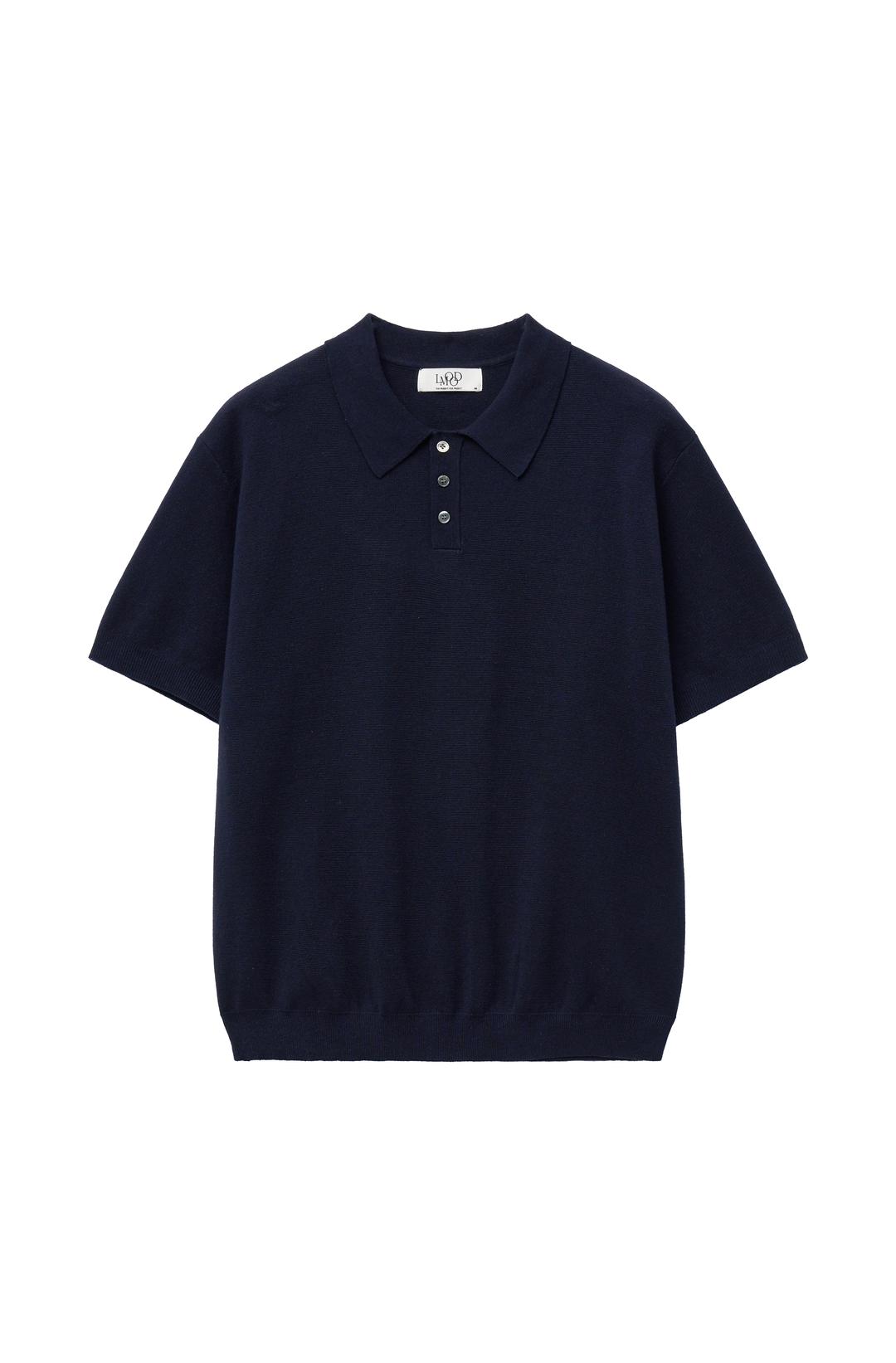 옴므 코튼 PK 하프 니트 NAVY