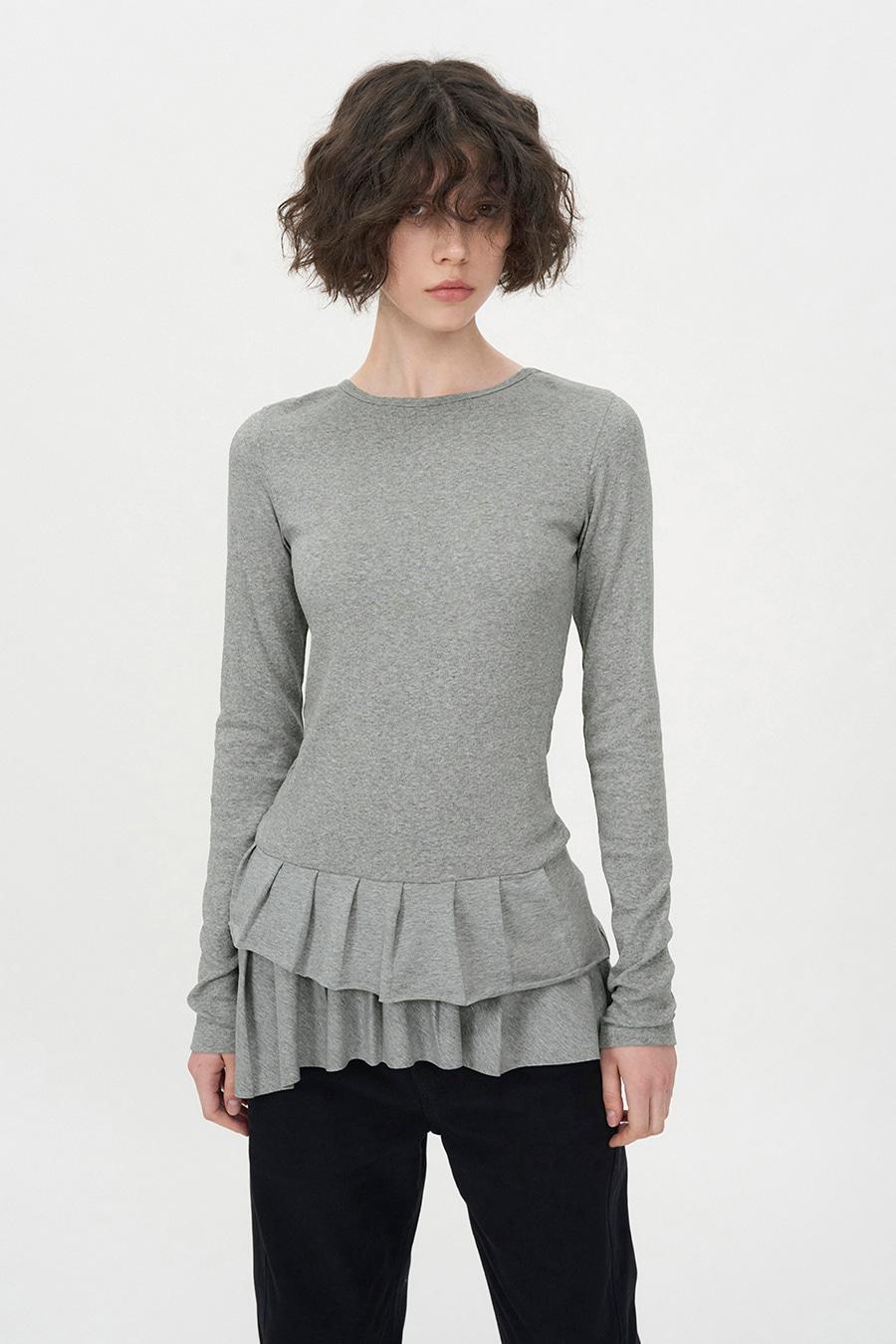 프릴 디테일 롱슬리브 MELANGE GREY