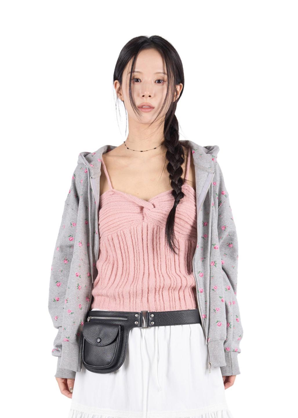 FLORAL SWEAT HOOD ZIP-UP