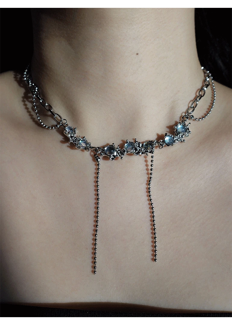 [s.steel] blue marine necklace | 블루 마린 오로라 목걸이