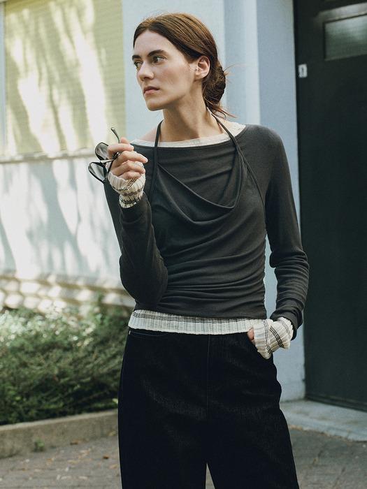 Cowl Halter Layered Jersey Top SW6XE343_3color