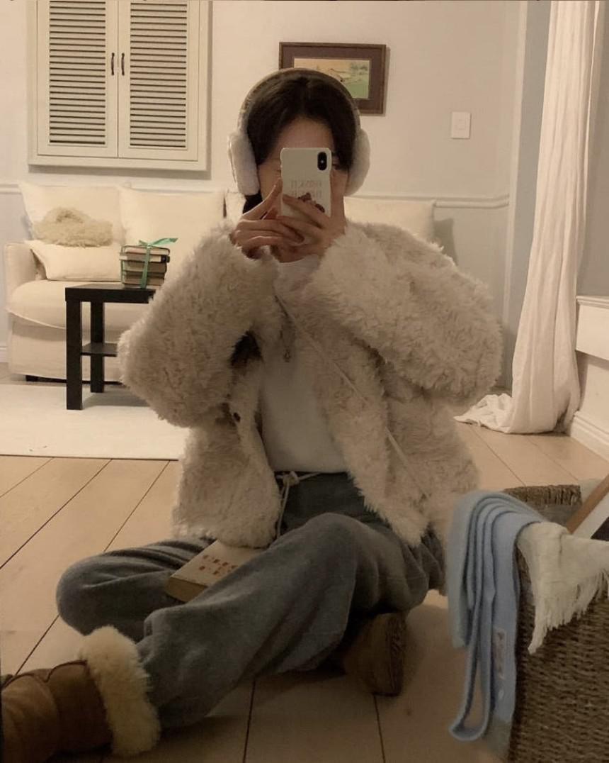 한시오분 [아이 당일] 위어 푸들 퍼 자켓 미니 가방 세트 2color