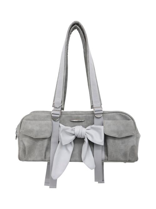시월107(SIWEOL107)  [Vegan Nubuck] bow pottie bag (gray) - 사이즈 & 후기 | 무신사
