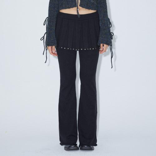 KNIT BOOTCUT SKIRT PANTS BLACK BQ4KP002
