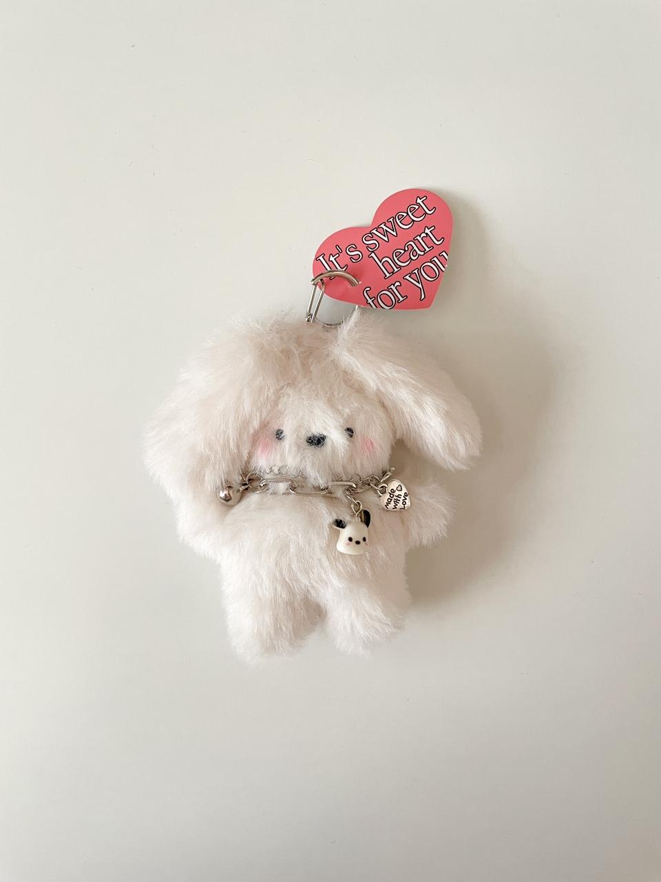 [젬마풀] 러프 목걸이 강아지 인형 키링