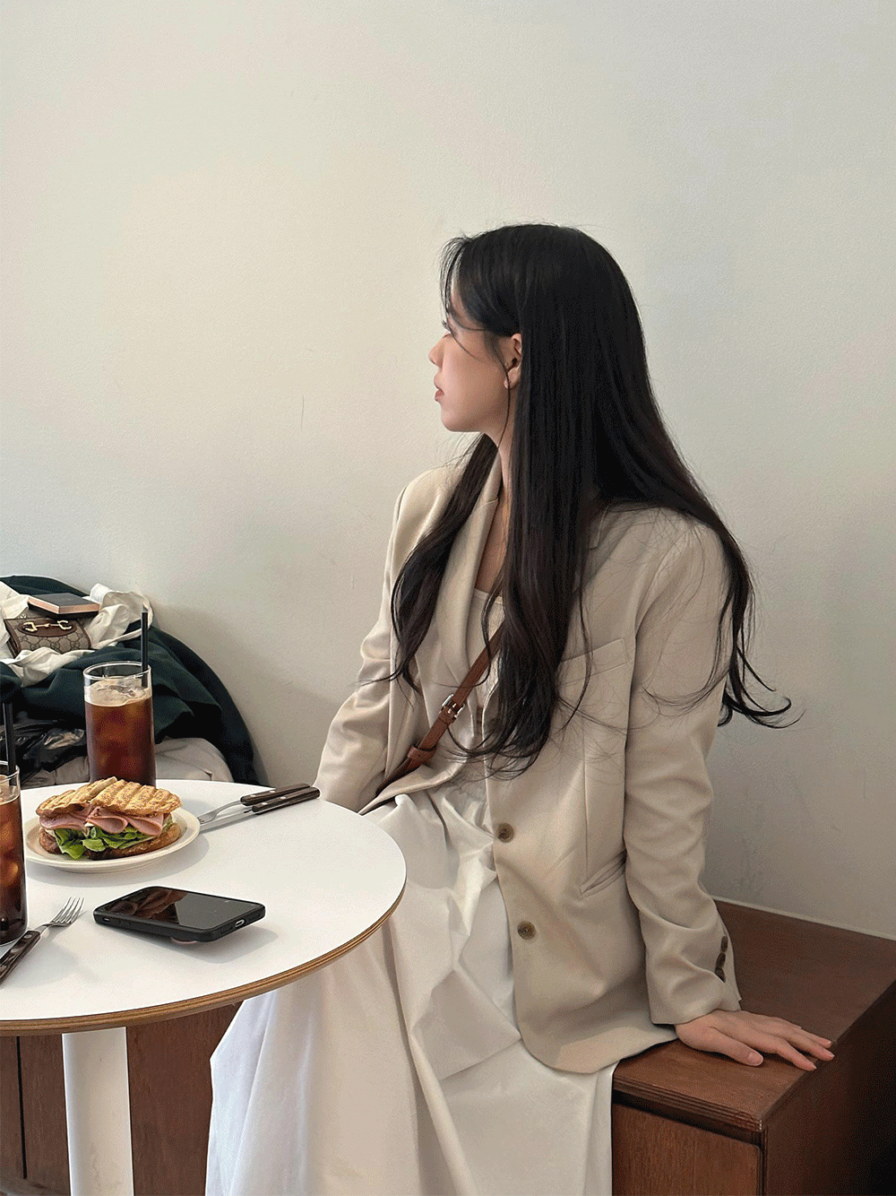 셀린 뮤트 컬러 루즈핏 싱글 자켓 - jk