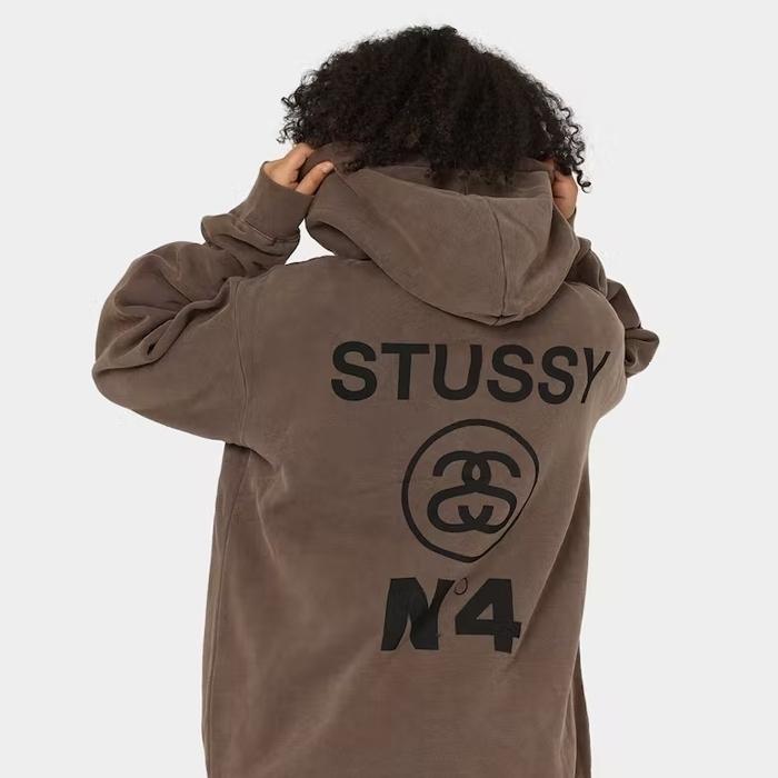 스투시 남성 넘버4 피그먼트 다이드 후드티 Iron