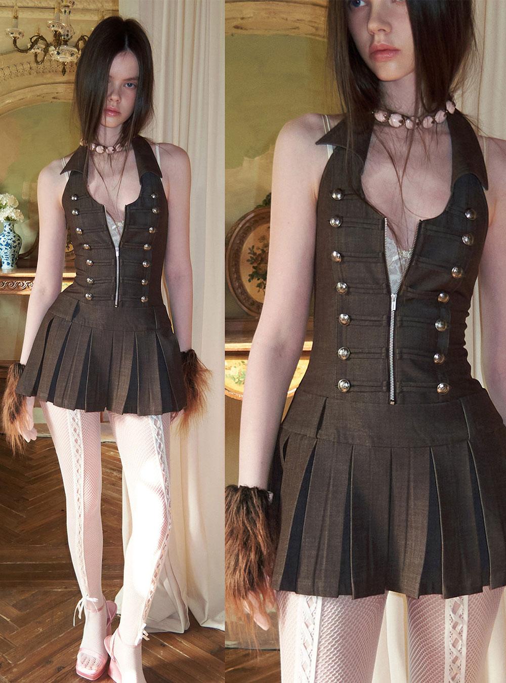 Royal Open Back Dress (3color)