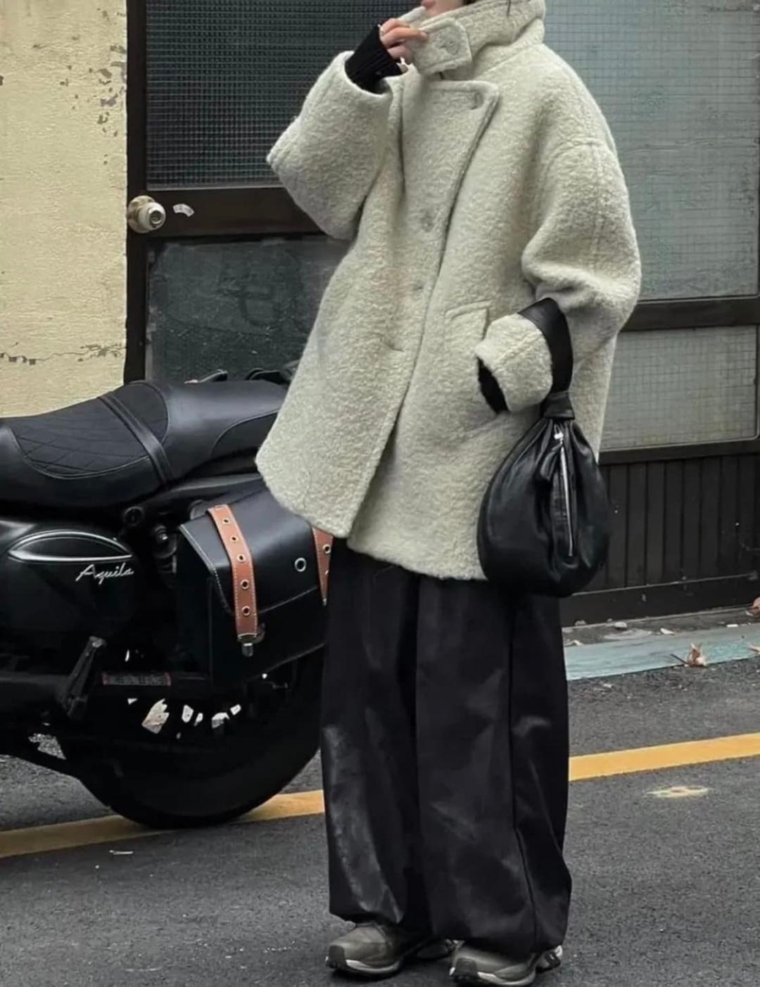 트리밍버드 알파카 싱글 피 코트 크림그레이 | 후루츠패밀리